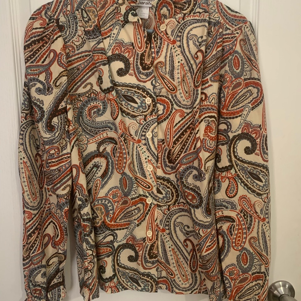 Western Style Long Sleeve Blouse - Paisley